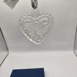Mikasa Holiday Song Bell Heart Crystal Glass Ornament with Ribbon